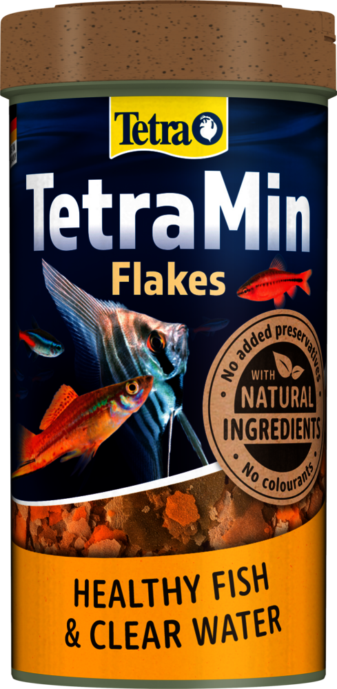 Barattolo frontale Tetra Min Flakes 500 ml alimento in scaglie per pesci ornamentali tropicali Barattolo frontale Tetra Min Flakes 500 ml alimento in scaglie per pesci ornamentali tropicali